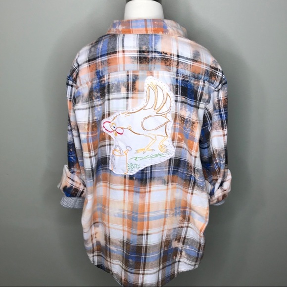 John Ashford Other - Custom Bleached & Embroidered Plaid Flannel Shirt